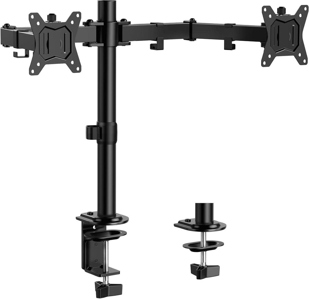 ErGear Dual Monitor Stand, Heavy Duty Adjustable Monitor Desk Mount for 2 Screens up to 32 Inches, Fully Adjustable Height, Tilt, Swivel, Rotate, Supports 17.6 lbs per Monitor Arm, Easy Installation (Black)