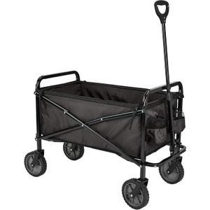 Amazon Basics Collapsible Folding Outdoor Utility Wagon for Sports, Garden, Camping, and Shopping, Heavy Duty, Large Capacity, Black