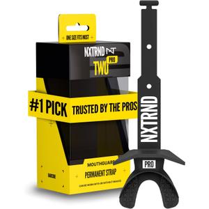 Nxtrnd Two Pro Football Mouth Guard, Permanent Strap, Fits Adult & Youth (Black)