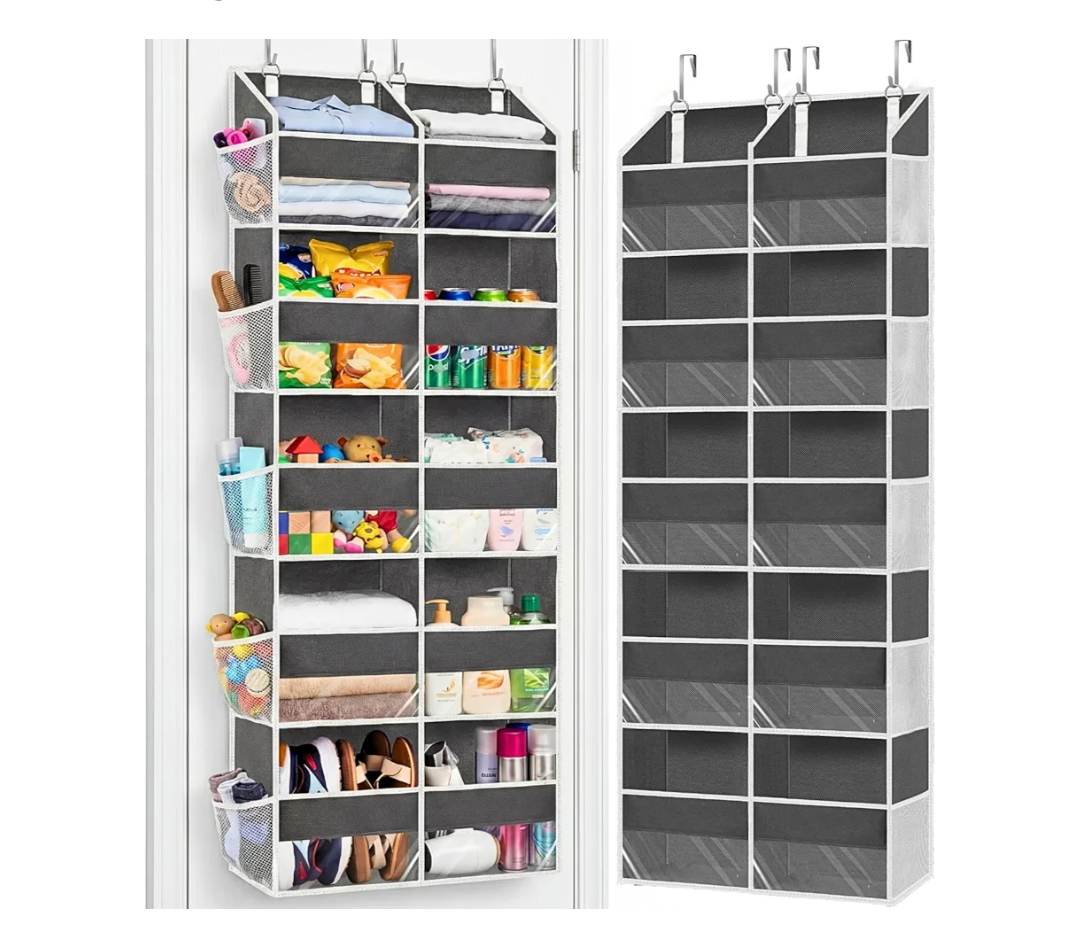 Over the Door Organizer 5 Tiers, Extra Large Behind Door Storage of 10 Compartments, 80 lbs Weight Capacity Over Door Organizer, Door Hanging Organizer for Closet, Diaper Organizer, Room storage
Behind Door Storage, Over Door Organizer, Room storage