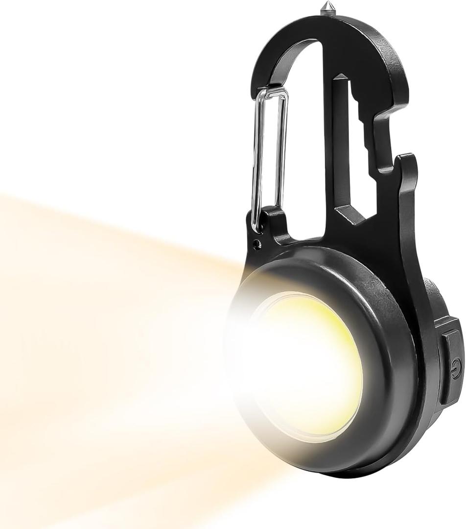 Mini Keychain Flashlight with Magnetic Base - Rechargeable Cob Work Light, Waterproof Portable Emergency Light for Camping/Hiking/Car Repair, USB Charging Key Ring Light