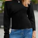 Saodimallsu Womens Off One Shoulder Sweaters Long Sleeve 2025 Casual Fall Pullover Knit Tops