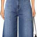 Astylish Summer 2026 Wide Leg Jorts Shorts for Women High Waisted Stretchy Denim Short Pants Casual Bermuda Jean Trousers with Pockets Beau Blue Size 8