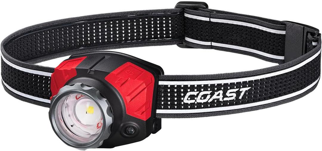 Coast FL85R 1000 Lumen Tri-Color (White/Red/Green) Focusing Rechargeable LED Headlamp, Built-in Rechargeable Battery