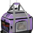 Petskd Top-Expandable Pet Carrier with Wheels 19x13x9 Inches Southwest Allegiant Airlines Approved, Soft-Sided Carrier for Small Dog Under 12 lbs and Large Cat Under 15 lbs(Purple)