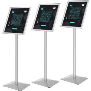 Sign Stand for Display, 11lbs Integrated Rod Heavy Duty Pedestal Floor Signage Stand Holder, for Outdoor or Indoor Advertising (11 x 17, Silver, 3Pack)