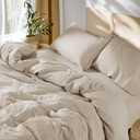 SONORO KATE 100% French Linen Duvet Cover King Size, Soft Breathable for Hot Sleepers, Moisture Wicking & Durable Cover Set - Zipper Closure & 4 Corner Ties Duvet Covers 3 Piece (Linen,King)