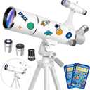 Hawkko Telescope for Adults & Kids  80mm Aperture 500mm Telescopes for Adults Astronomy, (20X-150X) Portable Refractor Telescope Kit for Beginners with Decorate Stickers, AZ Tripod, Phone Adapter