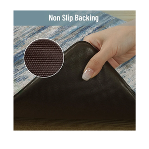 KIMODE Kitchen Mats for Floor Anti Fatigue, 17"x47"+17"x29" Farmhouse Kitchen Rugs Sets of 2, Padded Kitchen Floor Mats, Comfort Standing Mats for Sink Laundry Office Desk Dark Blue Grey