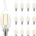 Energetic 12 Pack Dimmable Candelabra Led Light Bulb, CA11 Shape,Flame Tip Style, 60 Watt Equivalent, 2700K Soft White, E12 Base, Led Candelabra Bulb,CRI 90+, Halloween Christmas Decoration