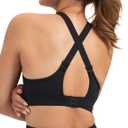 Yvette Supportive Sports Bra Adjustable Straps Plus Size Workout Running High Impact Sports Bras for Women Sewn in Pads (Black, L)