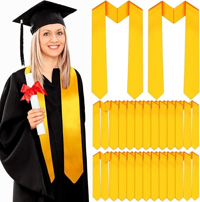 50 Pcs Unisex Graduation Stoles Bulk Adult Sublimation Blank Plain Sash Grad Satin Honor Stole