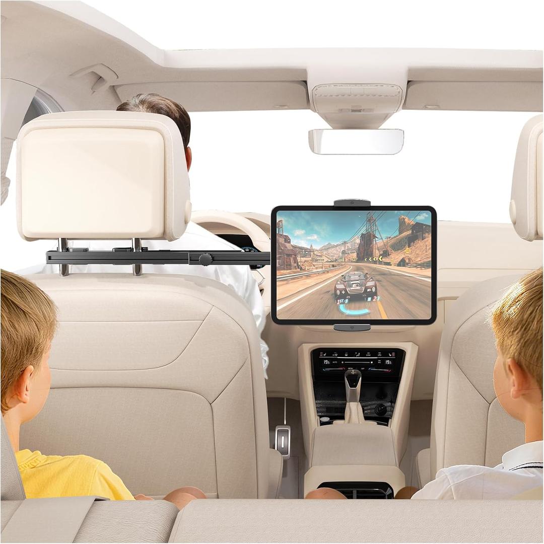 Headrest Tablet Holder for Car Accessories, Crafted from aircraft-grade aluminumUniversal Car Tablet Mount with 22'' Extendsion Arm Car Seat Mount for iPad, Galaxy, Fire HD or 4.7-12.9 Tablets