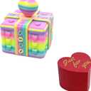 2-in-1 3D Printed Puzzle Gift Box Set - Interactive Mystery Box with Screw Challenge & Heart-Shaped Rose Case - Creative Money/Jewelry Holder for Valentines Day, Anniversary, Birthday Surprise (Pink/Red)