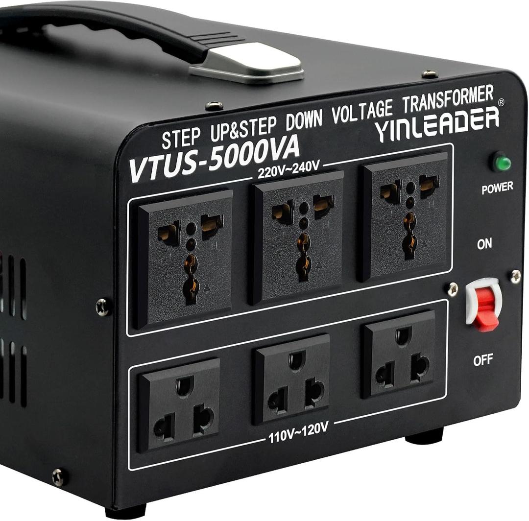 Yinleader 5000W Voltage Converter Transformer Step Up 110V-120V to220V-240V or Step Down 220V to 110V AC Power Converter w/US Standard Power Cord,Circuit Breaker Protection