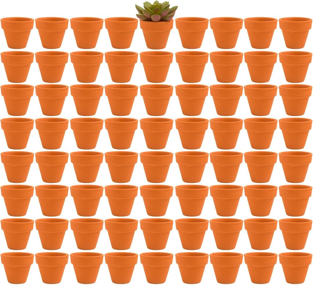 Fcacti 2 Inch Terracotta Pots Pack of 72-Mini Clay Pot with Drainage Hole for Tiny Cactus Herb lithop,Small Succulent Planter Nursery Plant Pot for Windowsill,Cactus Plant,Crafts,Wedding Favors