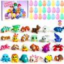 24 Pack Prefilled Easter Eggs with 3D Printed Animal Toys Ready to Use Basket Stuffers, Egg Hunt Fillers, Party Favors & Easter Gifts for Kids. Non-Candy Classroom Prizes for Toddlers, Boys & Girls.