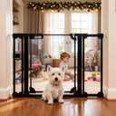 30.7" Tall Clear Acrylic Baby Gate 29.5"-47.2" Wide Pressure Mounted Clear Dog Gate Indoor - No Drill Auto Close, Walk Through Baby Gates for Stair & Doorways & Hallway
