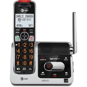 AT&T BL102 DECT 6.0 Cordless Phone for Home with Answering Machine, Call Blocking, Caller ID Announcer, Audio Assist, Intercom, and Unsurpassed Range, Silver/Black