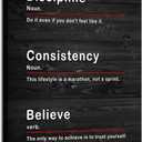 Inspirational Wall Art Discipline Consistency Noun Painting Canvas Print Artwork Office Wall Decor Believe Verb Poster Framed Motivational Quotes Wall Art Modern Home Gym Decoration[12''W x 18''H]