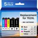 Replacement for 702XL Ink Cartridges Combo Pack Remanufactured for T702XL for Epson Workforce Pro WF-3733 WF-3720 WF-3730 (2 Black, 1 Cyan, 1 Magenta, 1 Yellow)