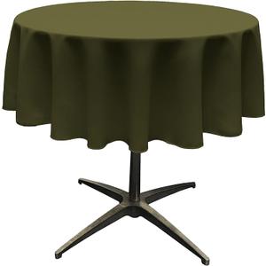 LA Linen Polyester Poplin Washable Round Tablecloth, Stain and Wrinkle Resistant Table Cover 58", Fabric Table Cloth for Dinning, Kitchen, Party, Holiday 58-Inch, Olive (58 in Round)