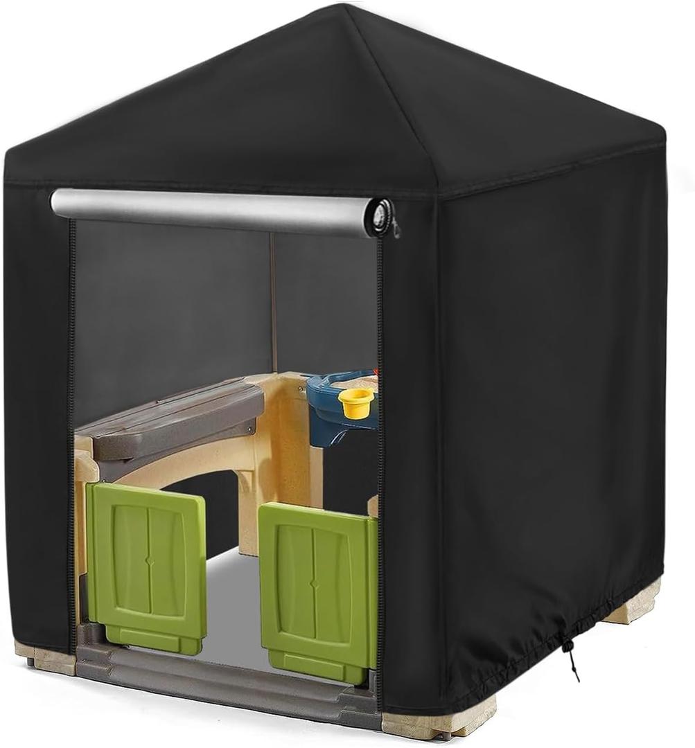 Outdoor Playhouse Cover for Step2 Playhouse,Waterproof Kids Play House Cover Dustproof Play Houses Covers for Kids Outside Black-49"Lx49"Wx58"H