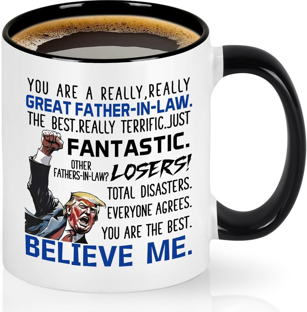 Cabtnca Trump Father's Day Gifts, Great Father in Law Mug, Father in Law Coffee Mug Gift from Daughter in Law, Son in Law, Birthday Christmas Father's Day Gifts, 11Oz White