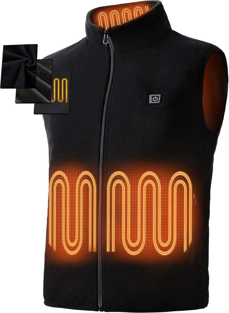 Heated Vest for Men Women, 3 Heating Levels 6 Heating Zones, Heated Jackets for Men Women (Not Included Battery) XXL Black