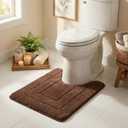 GRANNY SAYS Bathroom Toilet Rugs U Shaped, Bath Mats for Bathroom, Bath Rugs Non Slip Washable, Absorbent Microfiber Toilet Mat, Soft Plush Shaggy Bath Carpet, 20" x 24", Brown