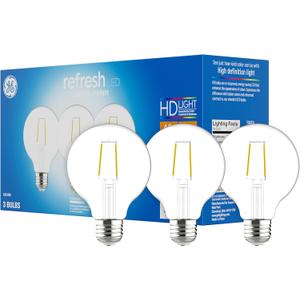 GE Refresh LED Light Bulbs, 40 Watt, Daylight, G25 Globe Bulbs, Clear, Medium Base (3 Pack)