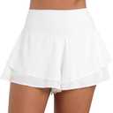 Sunzel Women's Tennis Shorts, High Waisted Flowy 2-in-1 with Pockets (XL)