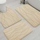 YIHOUSE Memory Foam Bathroom Rug Sets 3 Piece, Ultra Absorbent Bath Mat for Bathroom - Non-Slip Machine Washable & Dry Quickly, 3 Piece Bathroom Mat Set,Khaki (1'8" x 2'8")