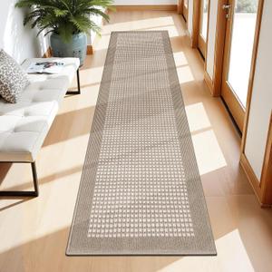 Ileading Beige Runner Rugs for Hallway 2'x8' Non Slip Farmhouse Long Kitchen Floor Mats with Rubber Backing Absorbable Throw Rugs Machine Washable Indoor Decor Carpet for Corridor Petmat Entryway