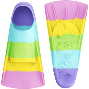 Gintenco Swim Fins, Kids Swim Training Fins for Lap Swimming, Travel Size Flippers with Mesh Bag, Silicone Swimming Fins for Kids Teens Adults Women Men