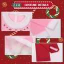 10 x 7 Pcs Women Christmas Elf Costume Set Santa's Helper Velvet Dress Xmas Outfit Elf Ears Hat Shoes Belt Socks Bell (Pink, XXL)