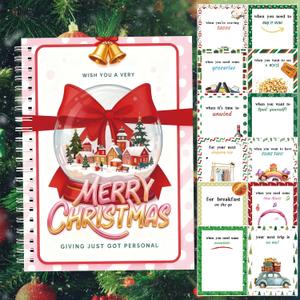 Merry Christmas Holder Book - DIY Spiral-Bound with Surprises, College Survival & Graduation Gift, Greeting Card Keeper for Holidays S17