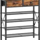 YATINEY 5 Tier Shoe Rack, Large Capacity Shoe Storage Organizer, Metal Shoe Shelf with Drawer and Wooden Top, for 20 Pairs of Shoes, for Entryway, Closet, Rustic Brown and Black SS25BRY1N1