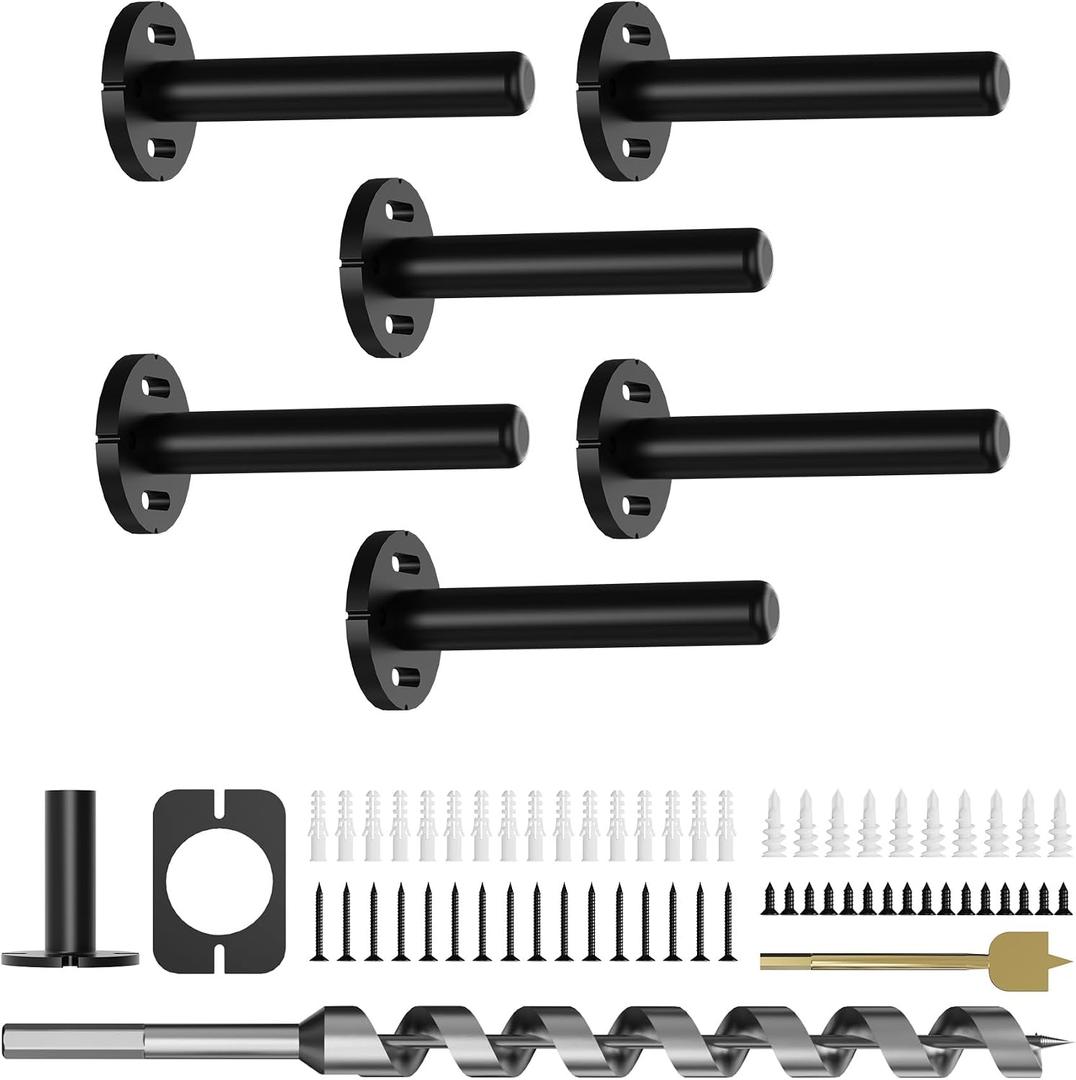 6pcs Wall Shelf Brackets Heavy Duty Floating Shelf Bracket Hidden,Invisible Black Shelving Brackets Decorative Floating Shelf Hardware Heavy Duty,Metal Shelf Support Bracket (4 inch-6pcs)