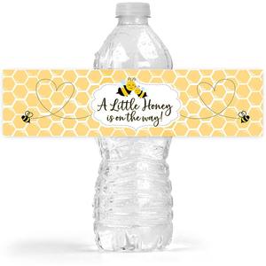 Your Main Event Prints Mom to Bee Baby Shower Bottle Wraps - 25 Yellow Neutral Water Bottle Labels - Perfect Decoration Favors