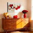 Framed Red Hearts Couple Love Wall Art 8x12in, Romantic Valentine's Day Canvas Art Pictures, Modern Abstract Wall Decor for Living Room Bedroom, Made in USA