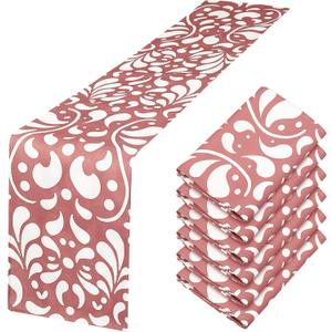6 Pcs Cielito Lindo Party Decorations Talavera Table Runner 71 x 13'' Cielito Lindo Baby Shower Party Decoration Mexico Home Decor Traditional Cinco De Mayo Decorations (Pink)