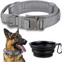 Dog Collar, Tactical Dog Collar, Adjustable Military Training Nylon Dog Collar with Control Handle and Heavy Metal Buckle for Medium and Large Dogs (05-Grey)