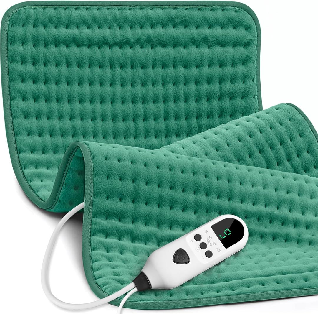 Heating Pad for Back 33"x17", Electric Heating Pads Large for Period Cramps Relief and Shoulder Pain, 9 Heat Settings, Machine Washable, Auto Shut Off, Birthday & Christmas Gifts for Women, Mom (Green)