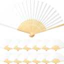 Paper Hand Fans, 8.3 Inch Foldable Handheld Fans for Wedding Favors, Party Decorations, Bridal Shower, Baby Shower, Summer Cooling, Decoration Fan (White)