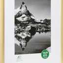 FrameWorks 12x16 Matted to 8x12 Picture Frame Aluminum Frame w/Tempered Glass, Removable Mat for Photos, Posters, Art, Stylish Wall Frame for Home Decor, Gallery Walls, Office, Living Room - Gold