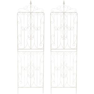 Sungmor 2 Pack Large Garden Trellis for Climbing Plants, 92.5 Inch Tall Rustic White Garden Metal Trellis, Decorative Trellis for Outdoor Rose Vines Cucumbers Support, Greenhouse, Flowerbed, Backyard (Distressed White - 92.5 Inch Tall)