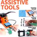 YIHUA 926 III 60W LED Display Soldering Iron Station Kit w 2 Helping Hands, 6 Extra Iron Tips, Roll of Lead-Free Solder, Solder Sucker, S/S Tweezers, C/F Conversion, Auto Sleep & Calibration Support