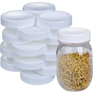 2 Dozen Regular Mouth Lids Mason Jar Lids Plastic Storage Caps for Mason Canning Jars and More, Standard, Dia 70mm, White