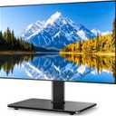 5Rcom Universal Swivel TV Stand for 27-60 inch Curved/Flat Screen TVs, Table Top TV Base Replacement Holds up to 88 lbs, Height Adjustable TV Stand Mount with Tempered Glass Base, MAX VESA 400x400mm